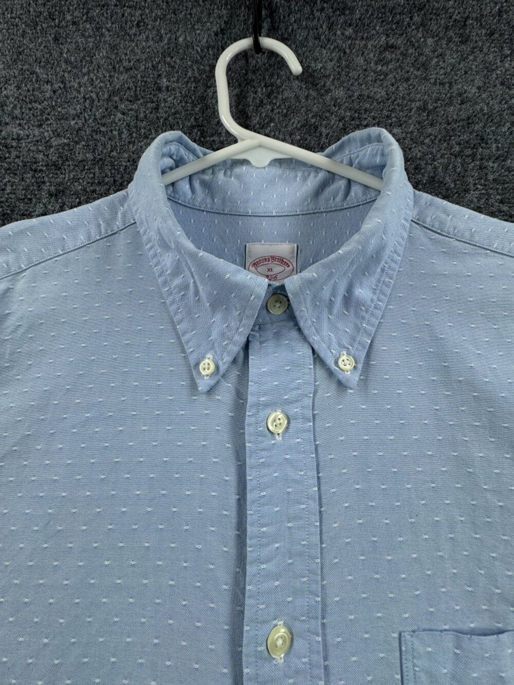 Brooks Brothers Stitched Oxford Blue Men White Button-Down All Cotton XL Pocket